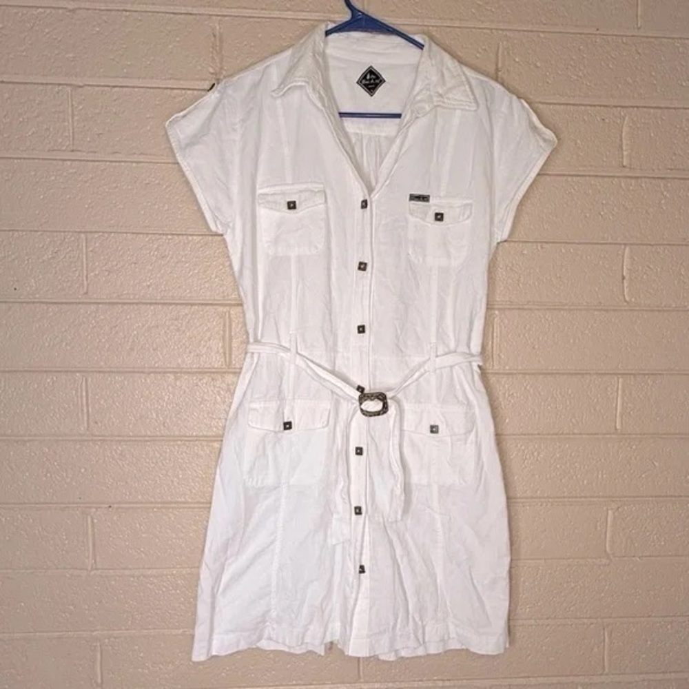 Chic White Belted Mini Dress